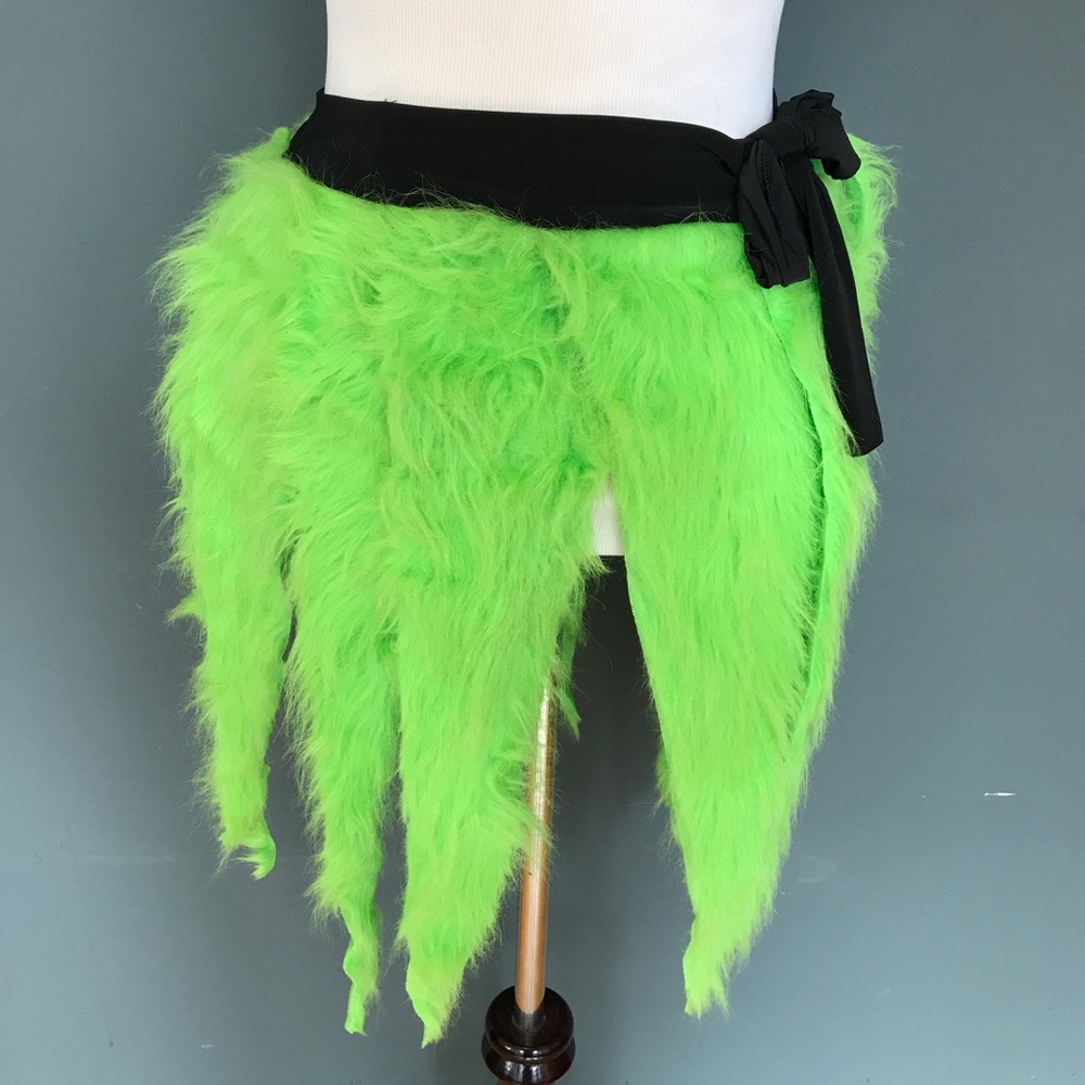 Animal Skirt One Size Small Large Neon Green Fur Fringe Fursuit Cosplay Festival